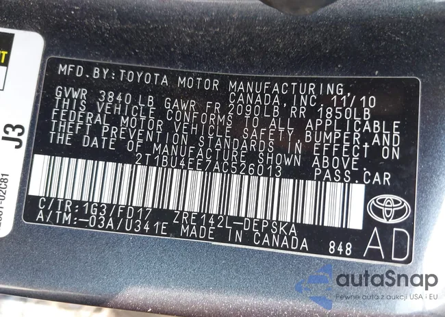 2T1BU4EE7AC526013: 43086153