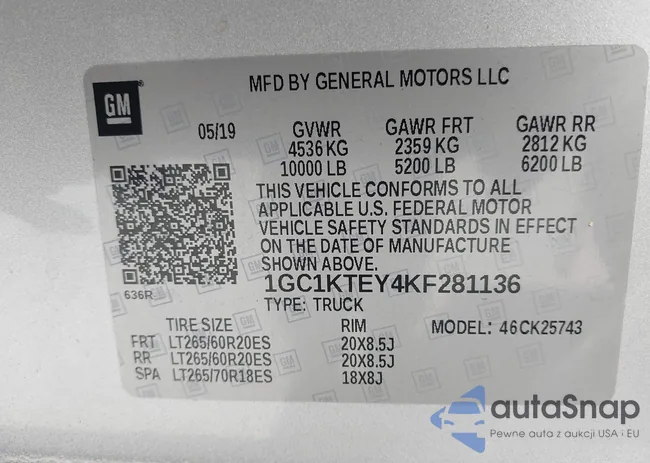 1GC1KTEY4KF281136: 43086331