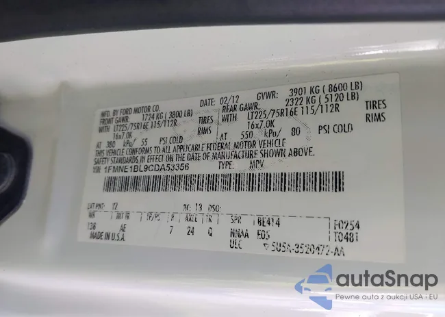 1FMNE1BL9CDA53356: 43086384