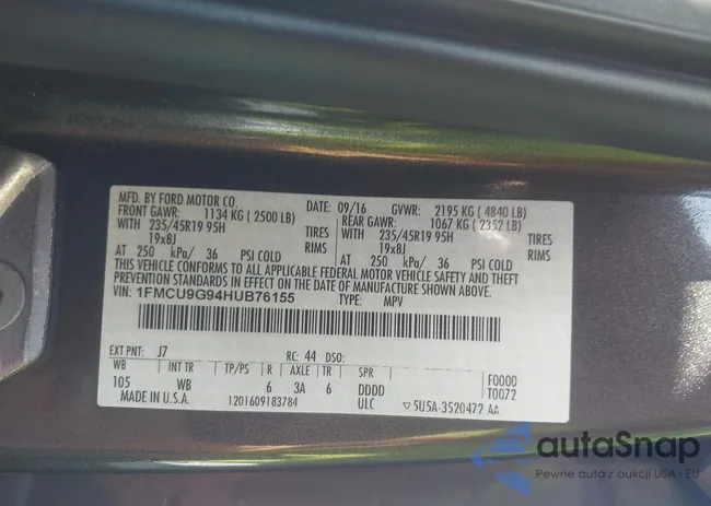 1FMCU9G94HUB76155: 43086492