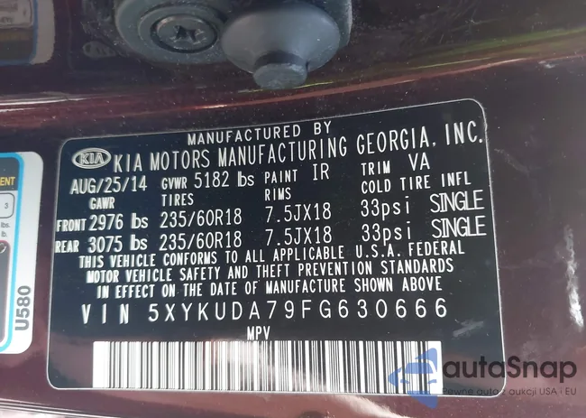 5XYKUDA79FG630666: 43086628