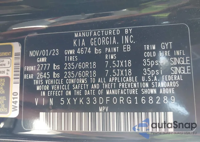 5XYK33DF0RG168289: 43086631