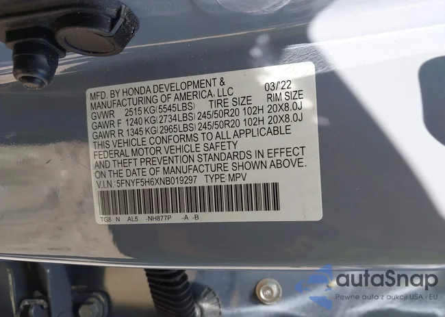 5FNYF5H6XNB019297: 43086671