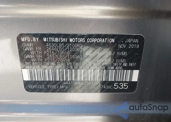 JA4AT3AA0LZ023065: 43086685