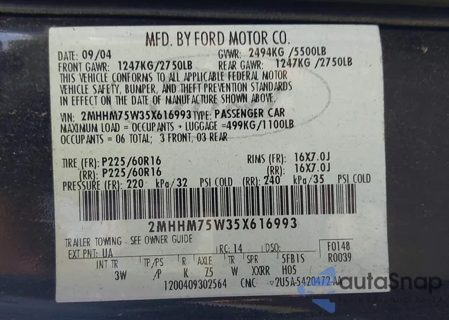 2MHHM75W35X616993: 43086745