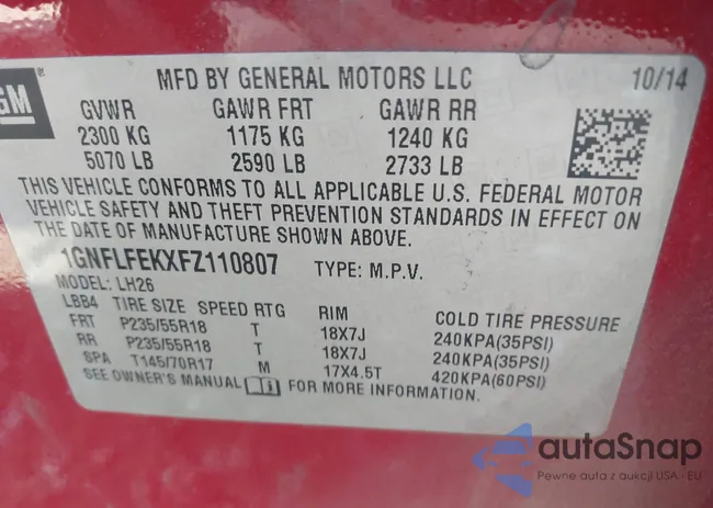 1GNFLFEKXFZ110807: 43087180