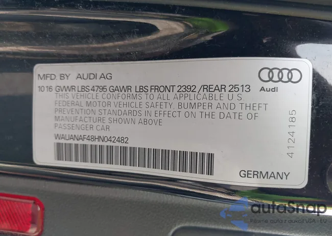 WAUANAF48HN042482: 43087216