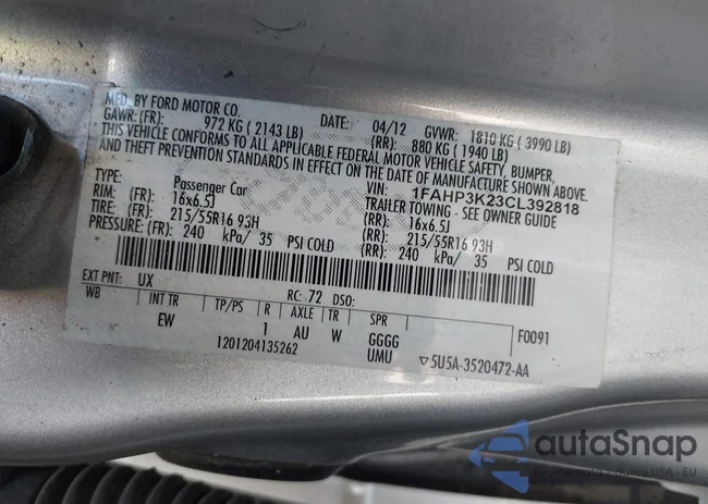 1FAHP3K23CL392818: 43087344