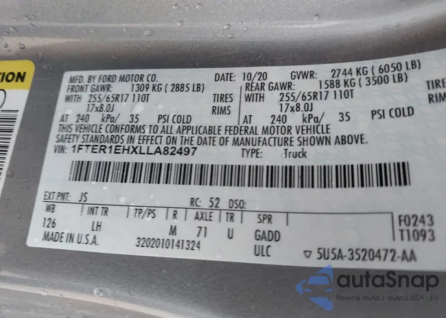 1FTER1EHXLLA82497: 43087411