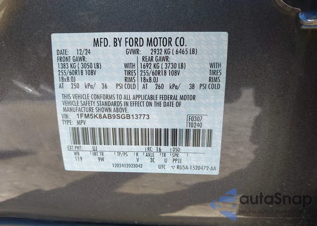 1FM5K8AB9SGB13773: 43087413