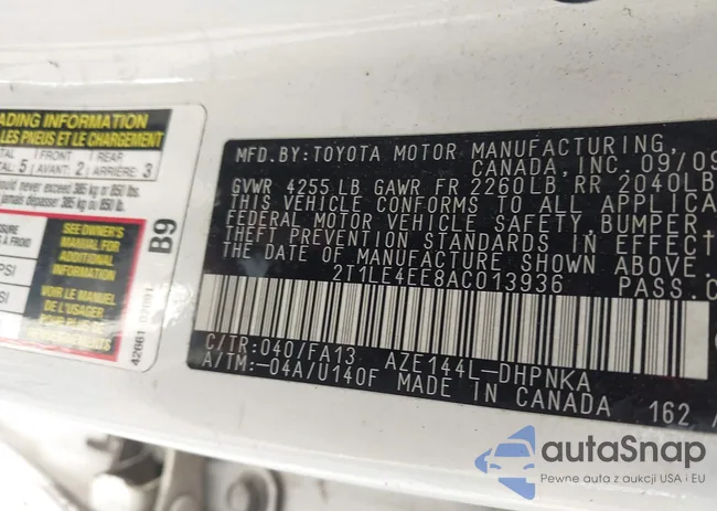 2T1LE4EE8AC013936: 43087442