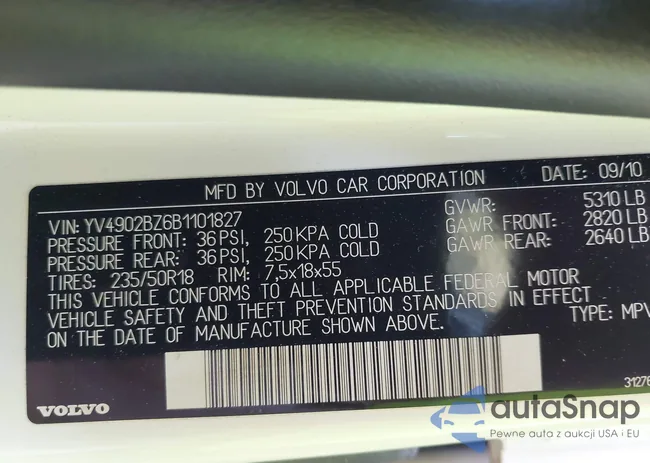 YV4902BZ6B1101827: 43087459