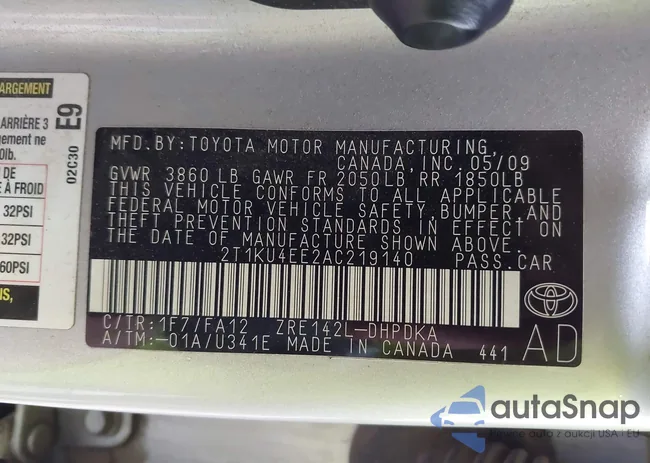 2T1KU4EE2AC219140: 43087469