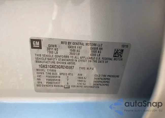 1GKS1GKC3GR245987: 43087490