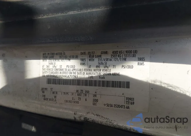 1FTYR2DM2HKA70763: 43087517