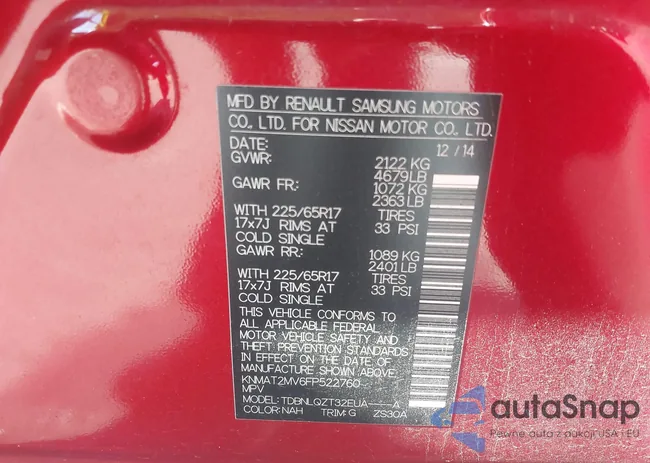 KNMAT2MV6FP522760: 43087519