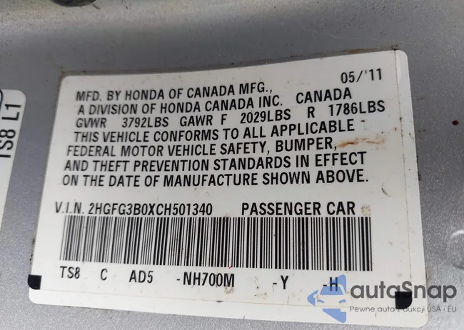 2HGFG3B0XCH501340: 43087524