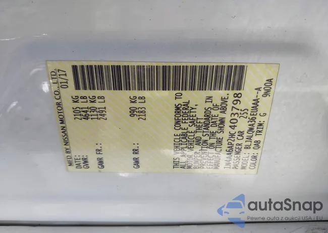 1N4AA6AP2HC403798: 43087525