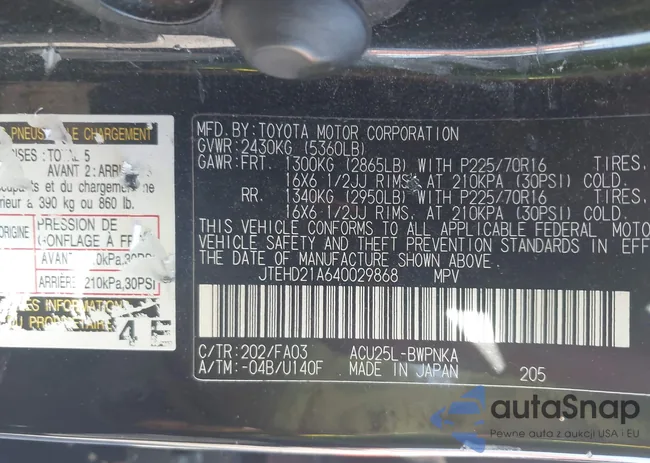 JTEHD21A640029868: 43087605