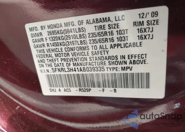 5FNRL3H41AB039335: 43087624