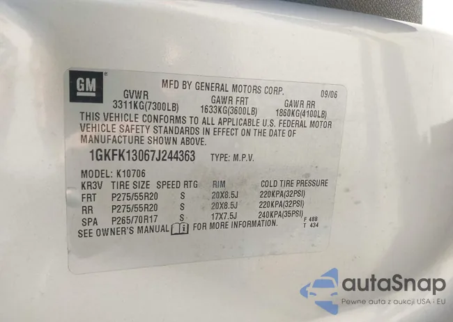 1GKFK13067J244363: 43087629