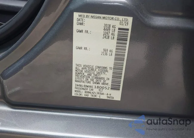 1N4BL4DWXKC180052: 43087632