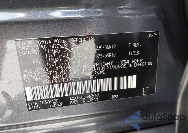 JTMN1RFV5RD107710: 43087639