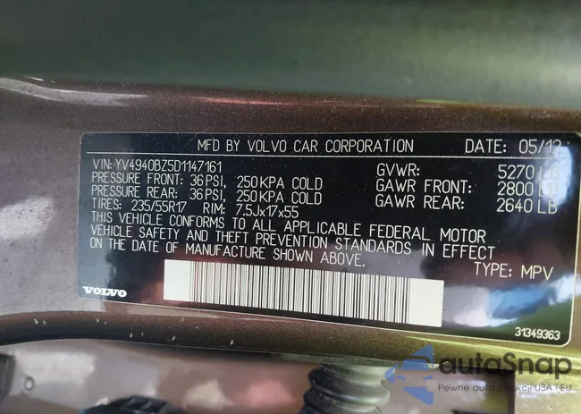 YV4940BZ5D1147161: 43087664