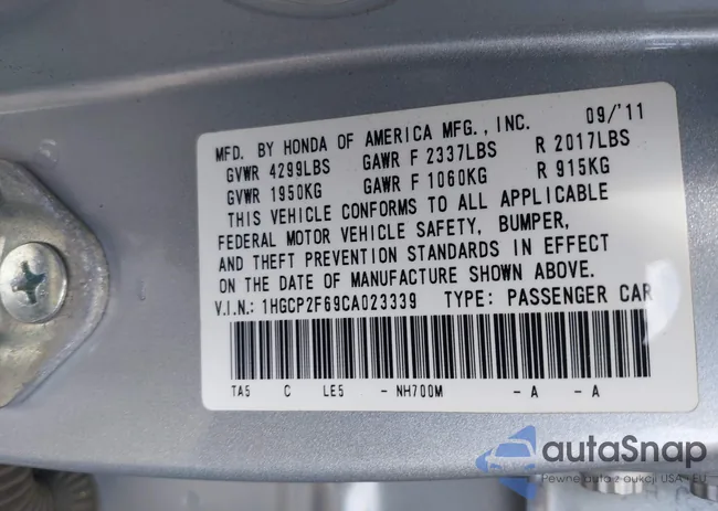 1HGCP2F69CA023339: 43086795