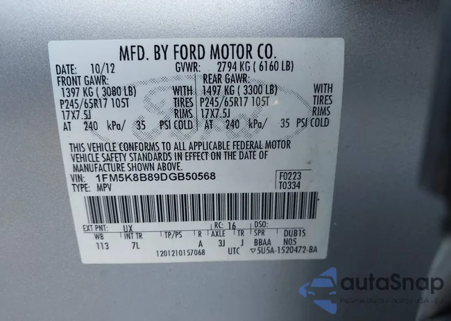 1FM5K8B89DGB50568: 43086830