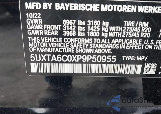 5UXTA6C0XP9P50955: 43086907