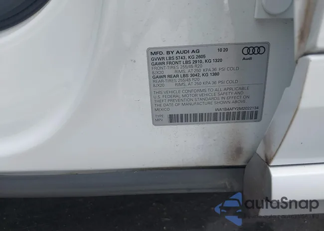 WA1B4AFY2M2022134: 43087006