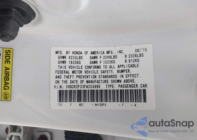 1HGCR2F33FA205896: 43087080