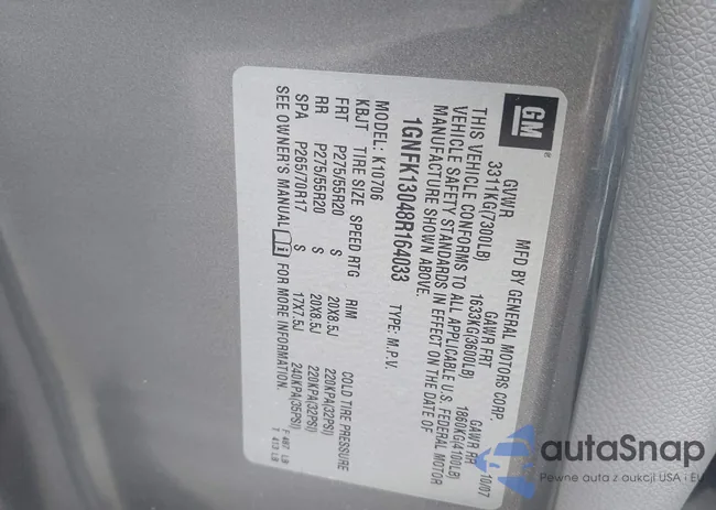 1GNFK13048R164033: 43087115