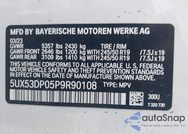 5UX53DP05P9R90108: 43088367