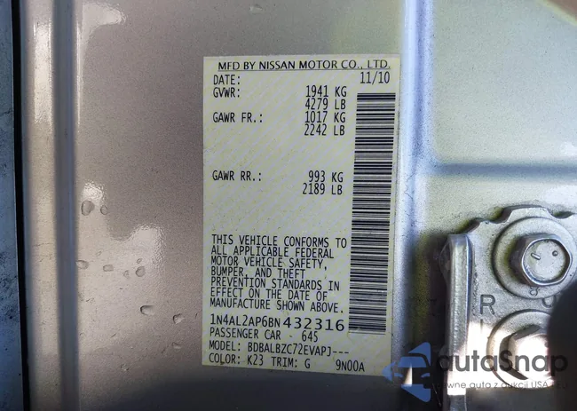 1N4AL2AP6BN432316: 43088398