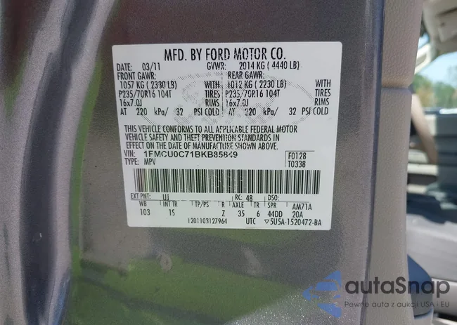 1FMCU0C71BKB85849: 43088489