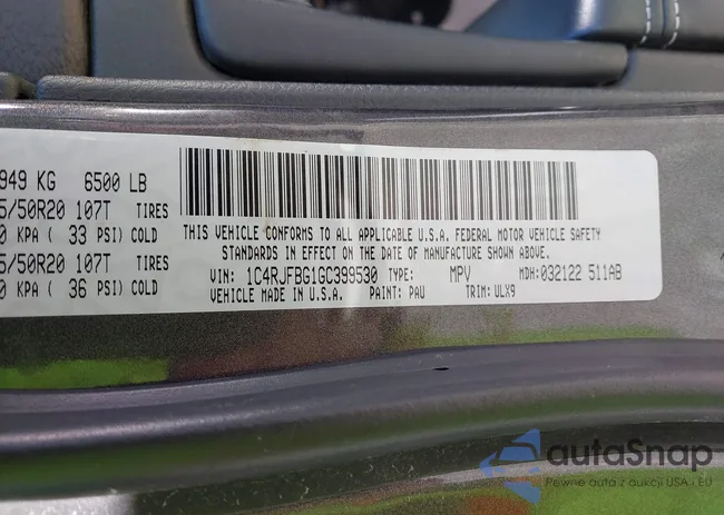 1C4RJFBG1GC399530: 43088490