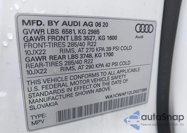 WA1CWAF12LD027399: 43088568