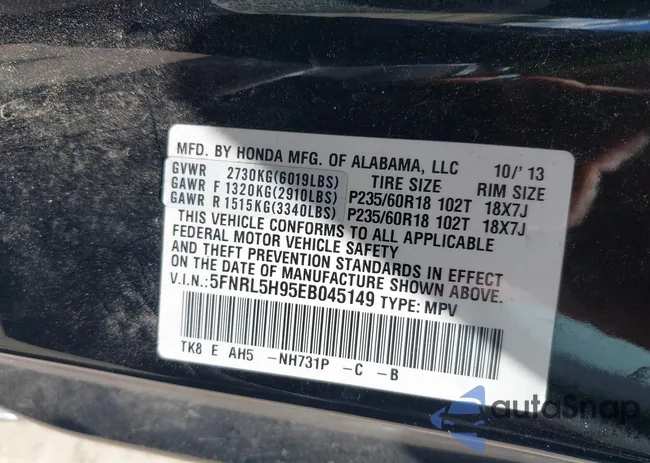 5FNRL5H95EB045149: 43088722