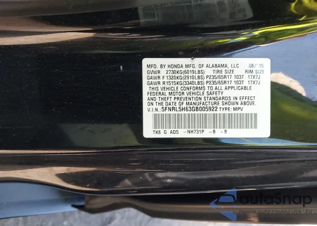 5FNRL5H63GB005922: 43087762