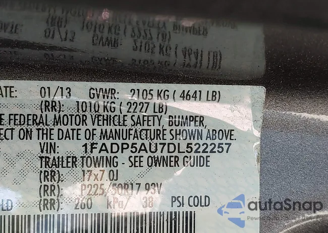 1FADP5AU7DL522257: 43087796