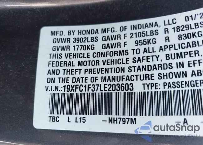 19XFC1F37LE203603: 43087811