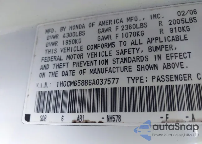 1HGCM65886A037577: 43087819