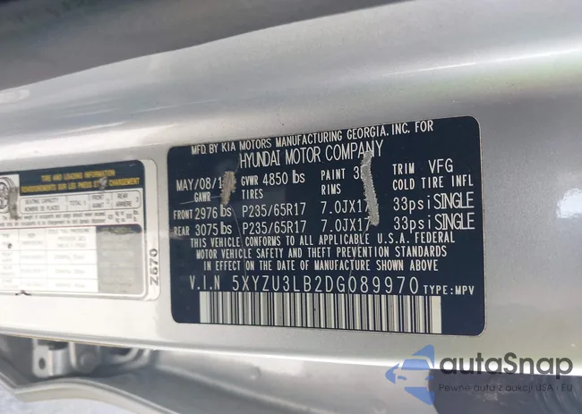 5XYZU3LB2DG089970: 43087876