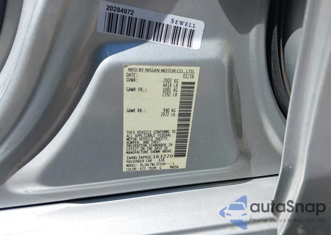 1N4BL3APXGC163220: 43087944