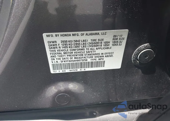 5FNYF6H54HB073258: 43087980