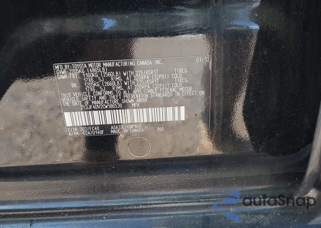 2T3JF4DV2CW186530: 43088122