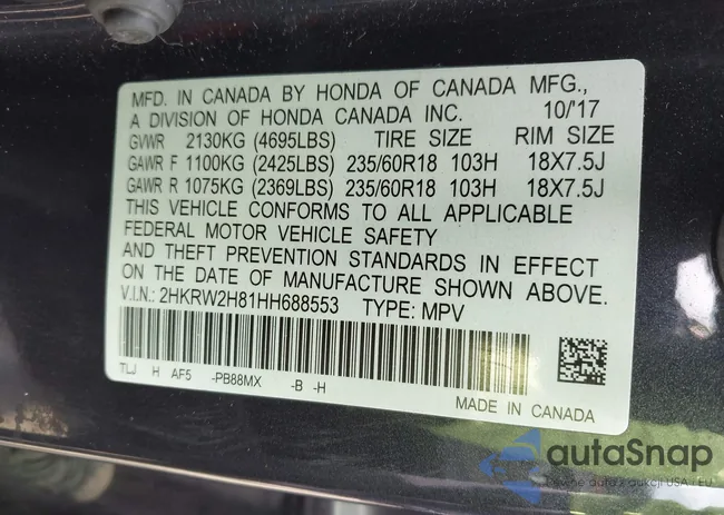 2HKRW2H81HH688553: 43089265