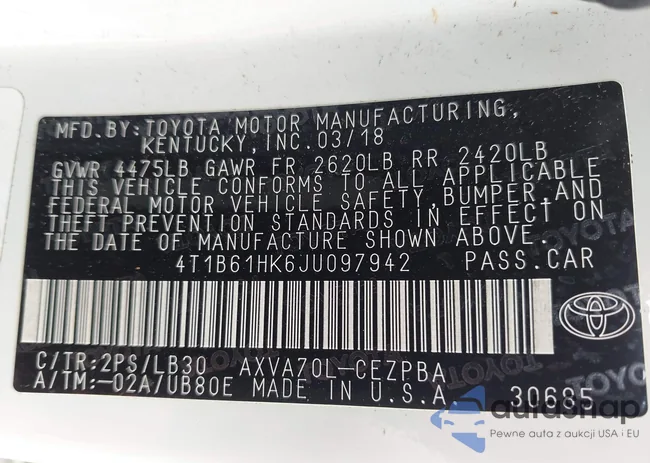 4T1B61HK6JU097942: 43089378